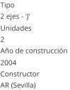 Tipo 2 ejes - 'J'  Unidades 2 Año de construcción  2004 Constructor AR (Sevilla)