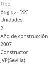 Tipo Bogies - 'XX'  Unidades 2 Año de construcción  2007 Constructor JVP(Sevilla)